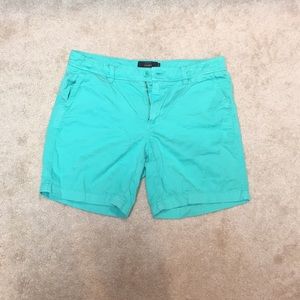 Bright blue green chino shorts from J. Crew